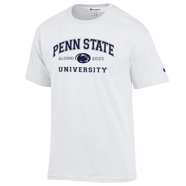 white short sleeve t-shirt Penn State University Alumni 2025